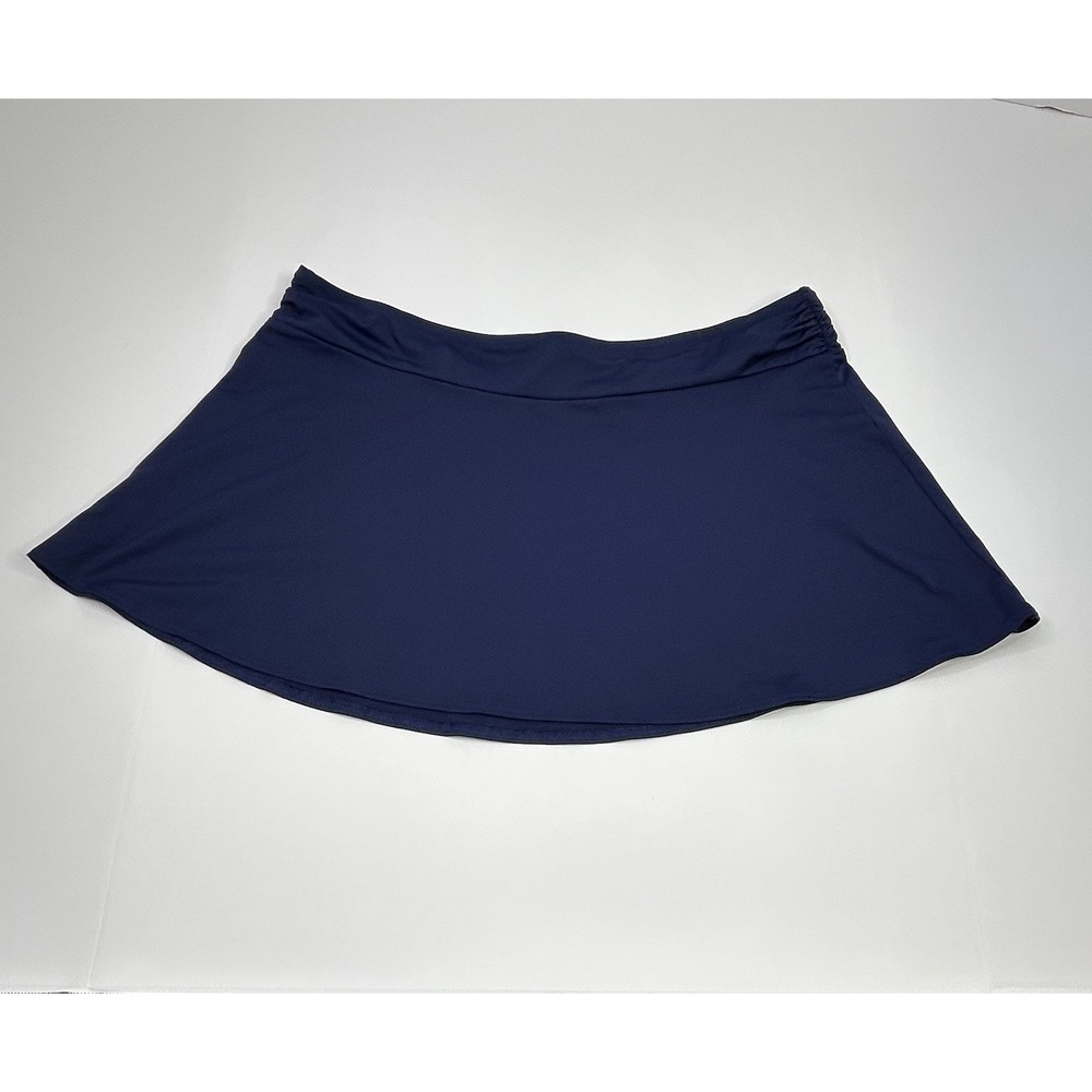 Lands' End Women's Swim Skirt  Size 16 Navy Blue Cover-Up Side Ruched